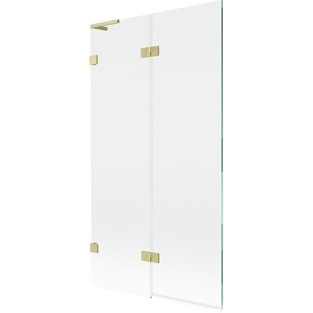 Mexen Lunar L Badewannenfaltwand 2-teilig links 100 x 150 cm, transparent, gebürstetes Gold - 897L-100-100-55-00-L