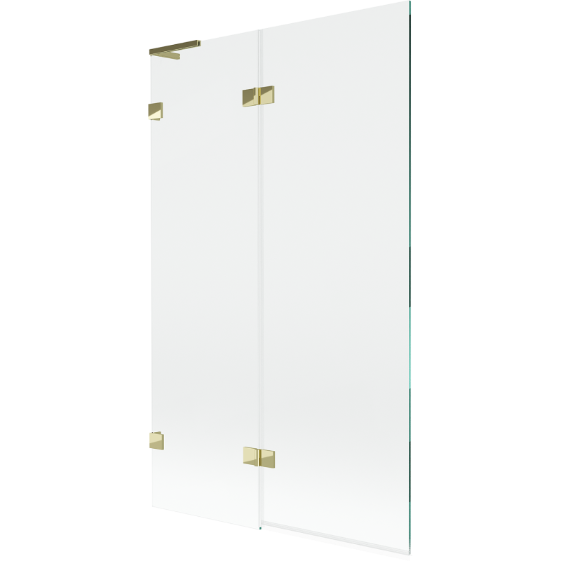 Mexen Lunar L Badewannen-Abtrennung 2-flügelig links 110 x 150 cm, transparent, gold - 897L-110-100-50-00-L