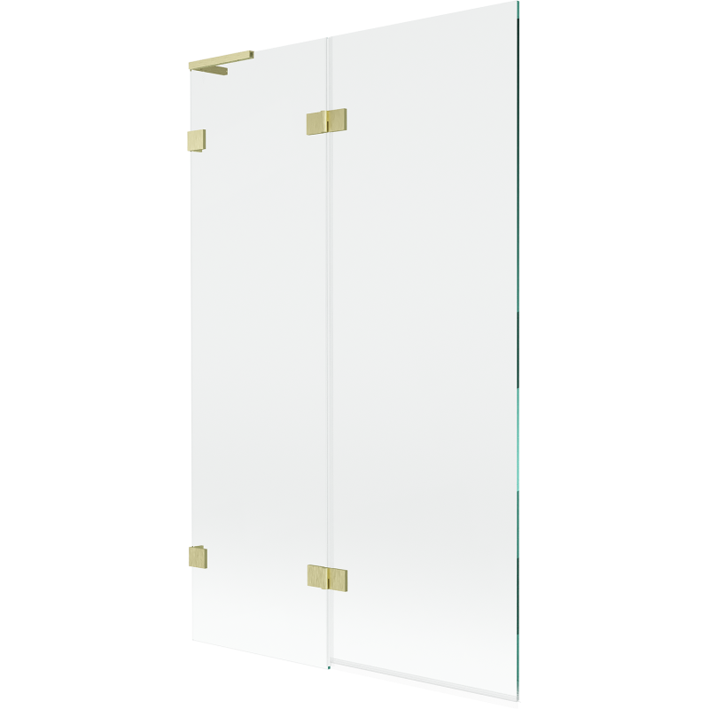 Mexen Lunar L Badewannenabtrennung 2-teilig, links 110 x 150 cm, transparent, gebürstetes Gold - 897L-110-100-55-00-L