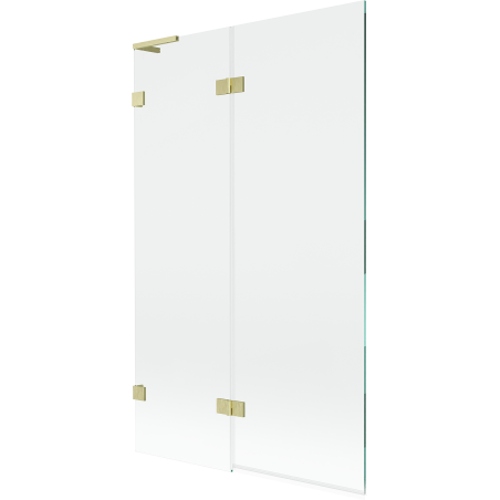 Mexen Lunar L Badewannenabtrennung 2-teilig, links 110 x 150 cm, transparent, gebürstetes Gold - 897L-110-100-55-00-L