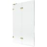 Mexen Lunar L Badewannenabtrennung 2-teilig, links 110 x 150 cm, transparent, gebürstetes Gold - 897L-110-100-55-00-L