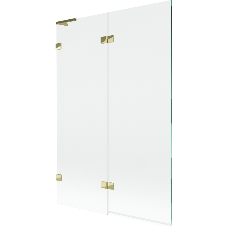 Mexen Lunar L Duschabtrennung 2-flügelig links 120 x 150 cm, transparent, gold - 897L-120-100-50-00-L