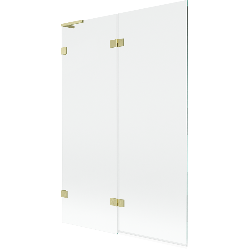 Mexen Lunar L Duschwand 2-flügelig links 120 x 150 cm, transparent, gold gebürstet - 897L-120-100-55-00-L