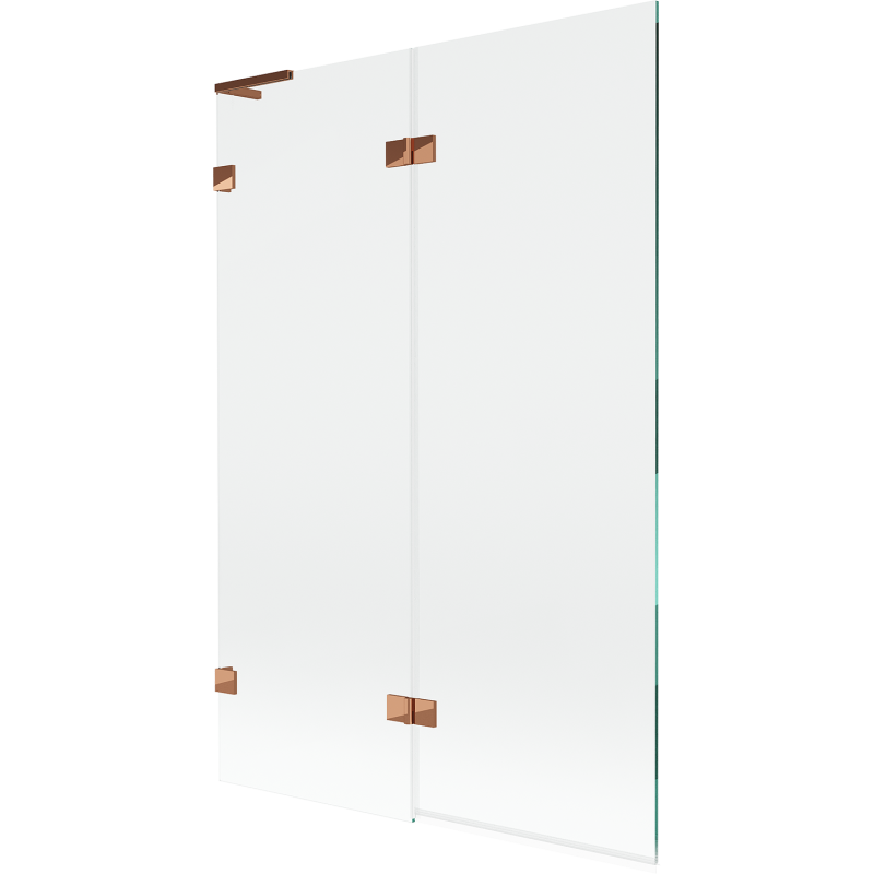 Mexen Lunar L Badewannenwand 2-flüglig links 120 x 150 cm, transparent, Roségold - 897L-120-100-60-00-L