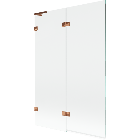 Mexen Lunar L Badewannenwand 2-flüglig links 120 x 150 cm, transparent, Roségold - 897L-120-100-60-00-L