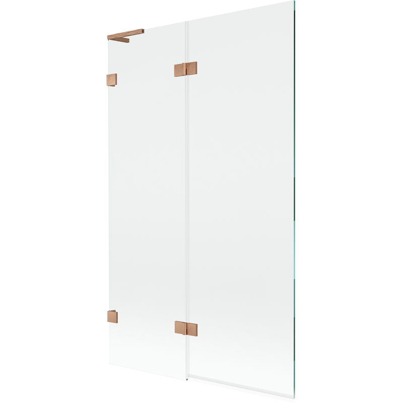 Mexen Lunar L Badewannenfaltwand 2-teilig links 110 x 150 cm, transparent, gebürstetes Kupfer - 897L-110-100-65-00-L
