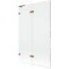 Mexen Lunar L Badewannenfaltwand 2-teilig links 110 x 150 cm, transparent, gebürstetes Kupfer - 897L-110-100-65-00-L