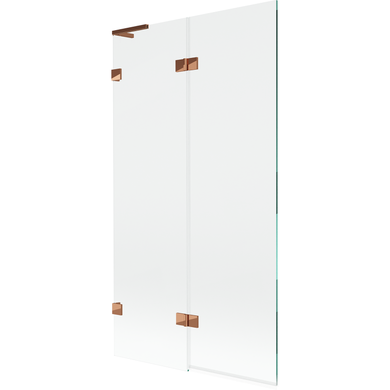 Mexen Lunar L Badewannenabtrennung 2-flügelig links 100 x 150 cm, transparent, Roségold - 897L-100-100-60-00-L