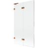 Mexen Lunar L Badewannenabtrennung 2-flügelig links 100 x 150 cm, transparent, Roségold - 897L-100-100-60-00-L