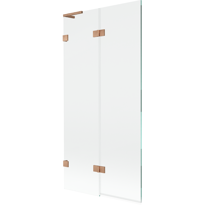 Mexen Lunar L Badewannenfaltwand 2-flügelig links 90 x 150 cm, transparent, gebürstetes Kupfer - 897L-090-100-65-00-L