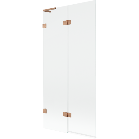 Mexen Lunar L Badewannenfaltwand 2-flügelig links 90 x 150 cm, transparent, gebürstetes Kupfer - 897L-090-100-65-00-L