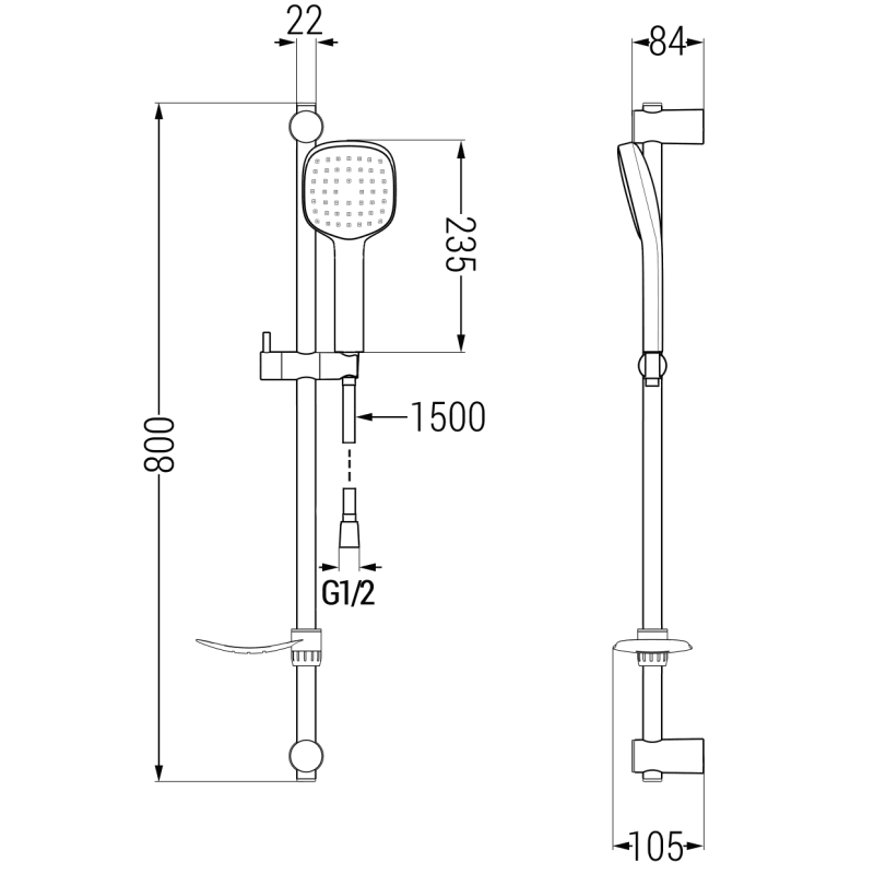Mexen DF33 schiebbares Duschset, schwarz - 785334582-70