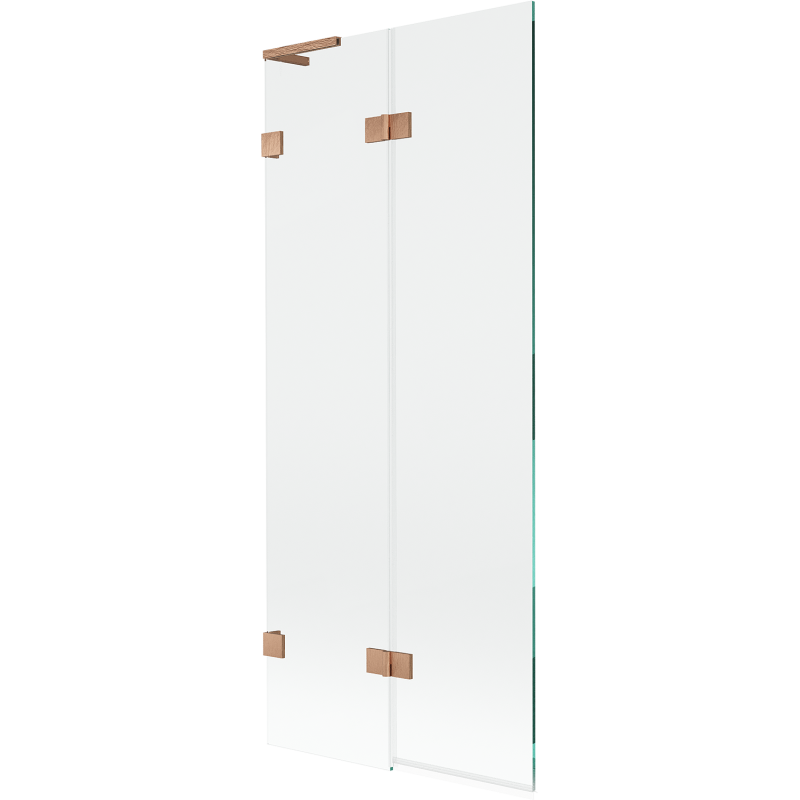 Mexen Lunar L Duschwand 2-flügelig links 80 x 150 cm, transparent, gebürstetes Kupfer - 897L-080-100-65-00-L