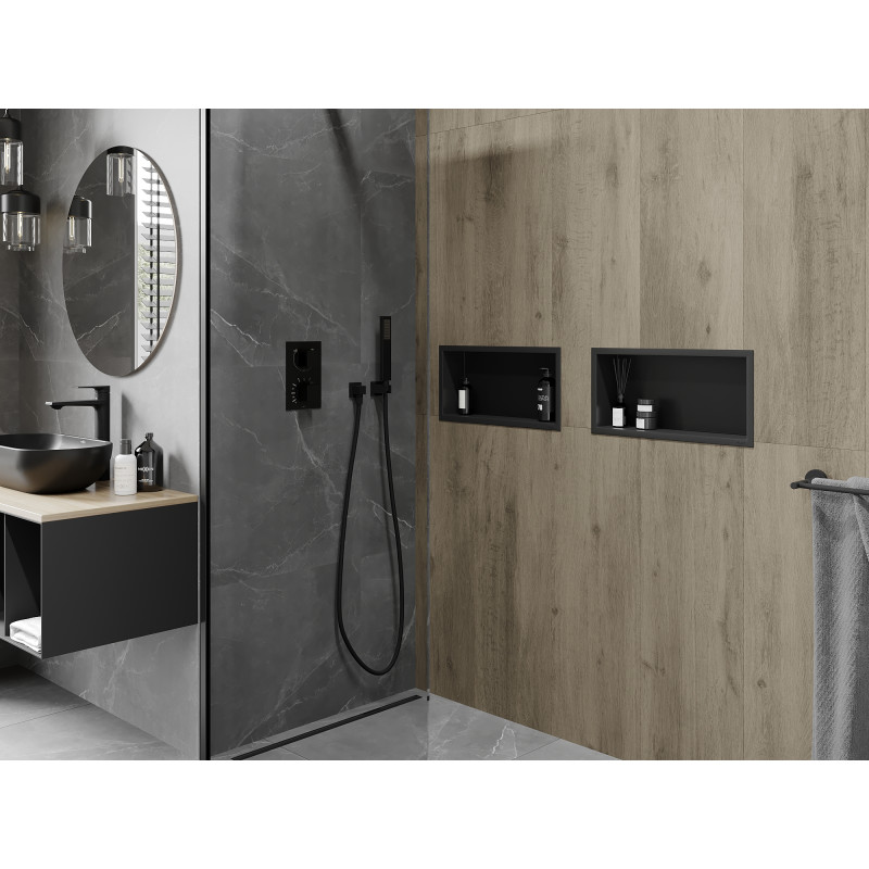 Mexen X-Wall-R Nischenablage mit Flansch 45 x 20 cm, schwarz - 1970452010