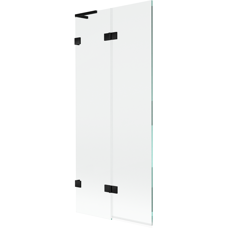 Mexen Lunar L Badewannenabtrennung, 2-teilig, links, 80 x 150 cm, transparent, schwarz - 897L-080-100-70-00-L
