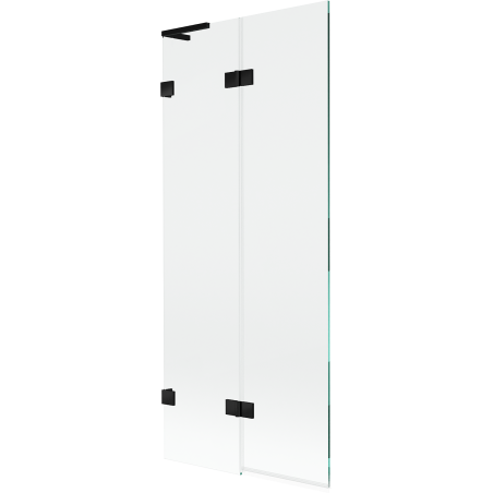 Mexen Lunar L Badewannenabtrennung, 2-teilig, links, 80 x 150 cm, transparent, schwarz - 897L-080-100-70-00-L