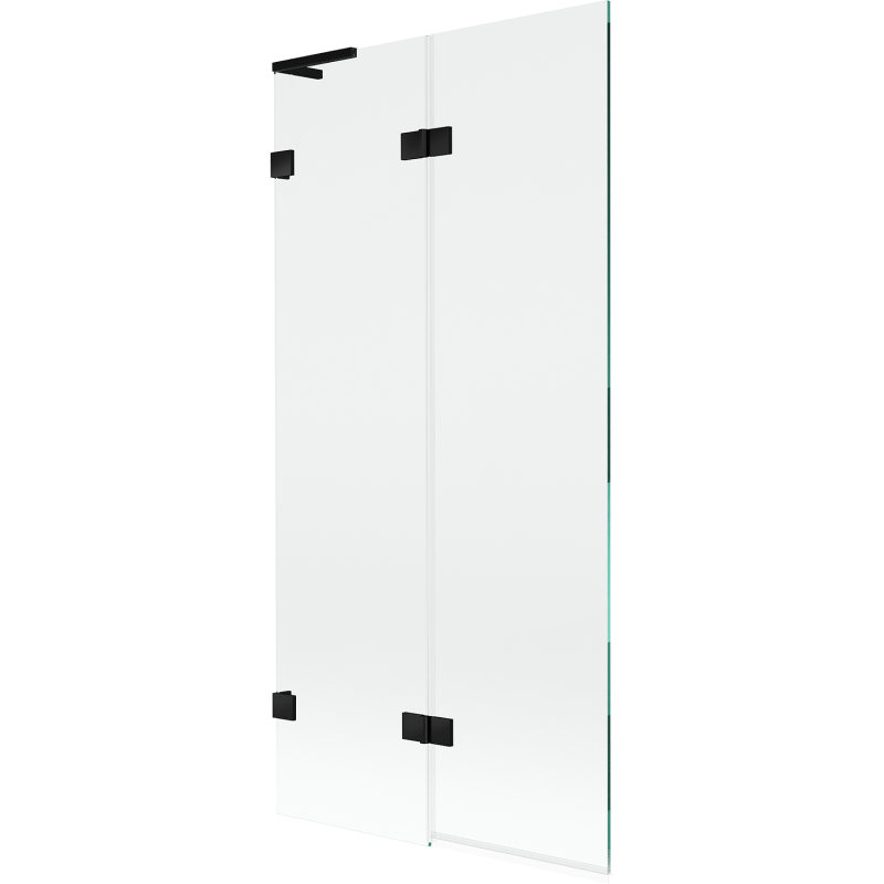 Mexen Lunar L Badewannen-Paravent, 2-flügelig, links, 90 x 150 cm, transparent, schwarz - 897L-090-100-70-00-L