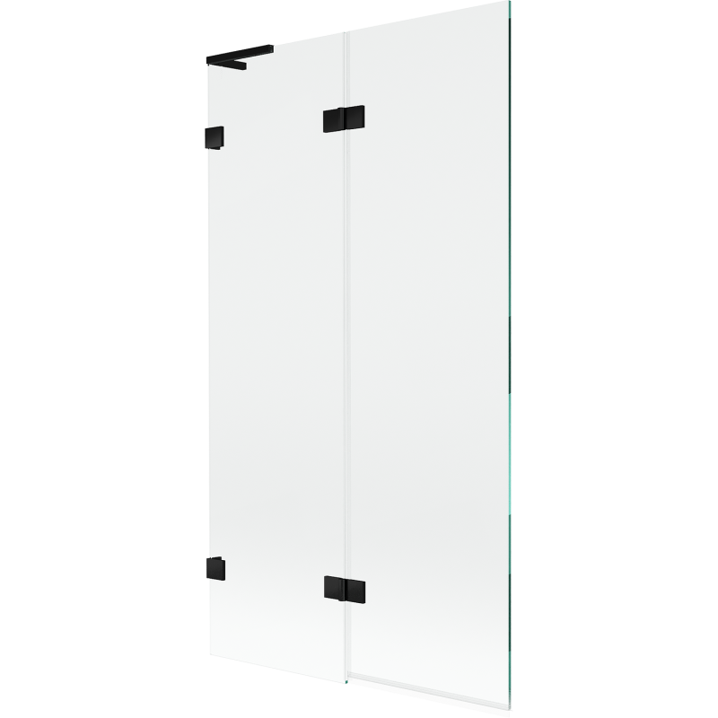 Mexen Lunar L Duschabtrennung für Badewanne, 2-flügelig, links 100 x 150 cm, transparent, schwarz - 897L-100-100-70-00-L