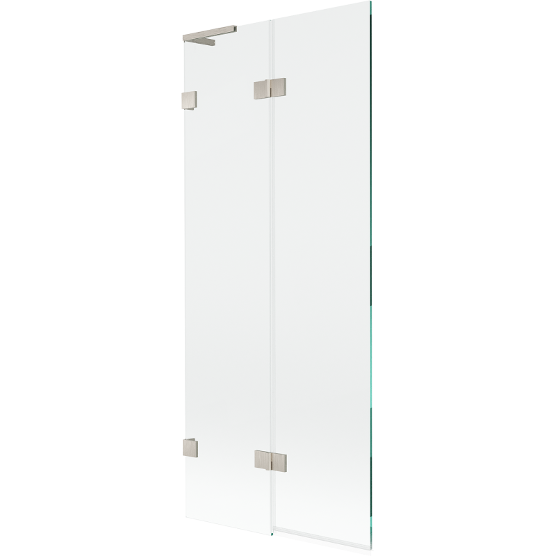 Mexen Lunar L Badewannenfaltwand 2-flügelig links 80 x 150 cm, transparent, gebürsteter Nickel - 897L-080-100-97-00-L