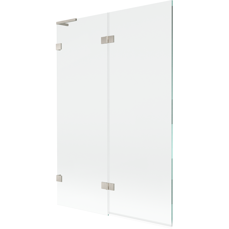 Mexen Lunar L Badewannenfaltwand 2-flügelig links 120 x 150 cm, transparent, gebürstetes Nickel - 897L-120-100-97-00-L