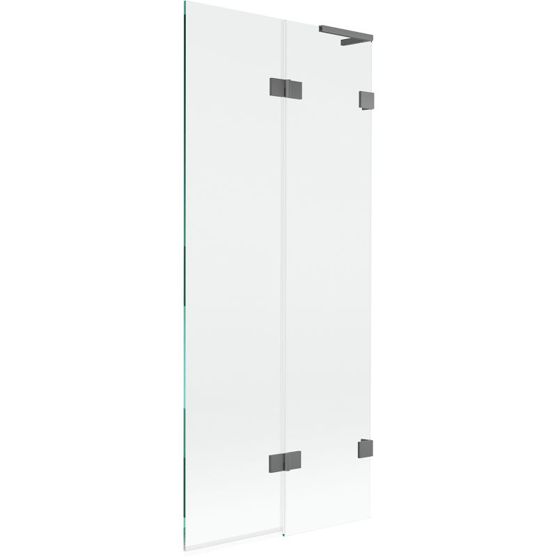 Mexen Lunar L Duschwand 2-flügelig rechts 80 x 150 cm, transparent, Gun Metal - 897L-080-100-95-00-P