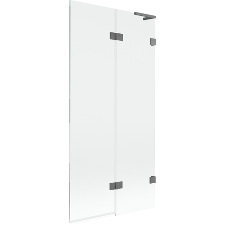 Mexen Lunar L Badewannenabtrennung 2-flügelig rechts 90 x 150 cm, transparent, Gun Metal - 897L-090-100-95-00-P