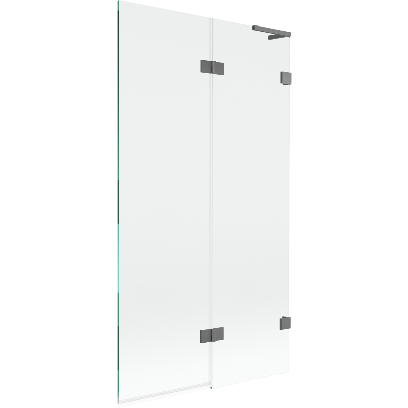 Mexen Lunar L Badewannenwand 2-flügelig rechts 100 x 150 cm, transparent, Gun Metal - 897L-100-100-95-00-P