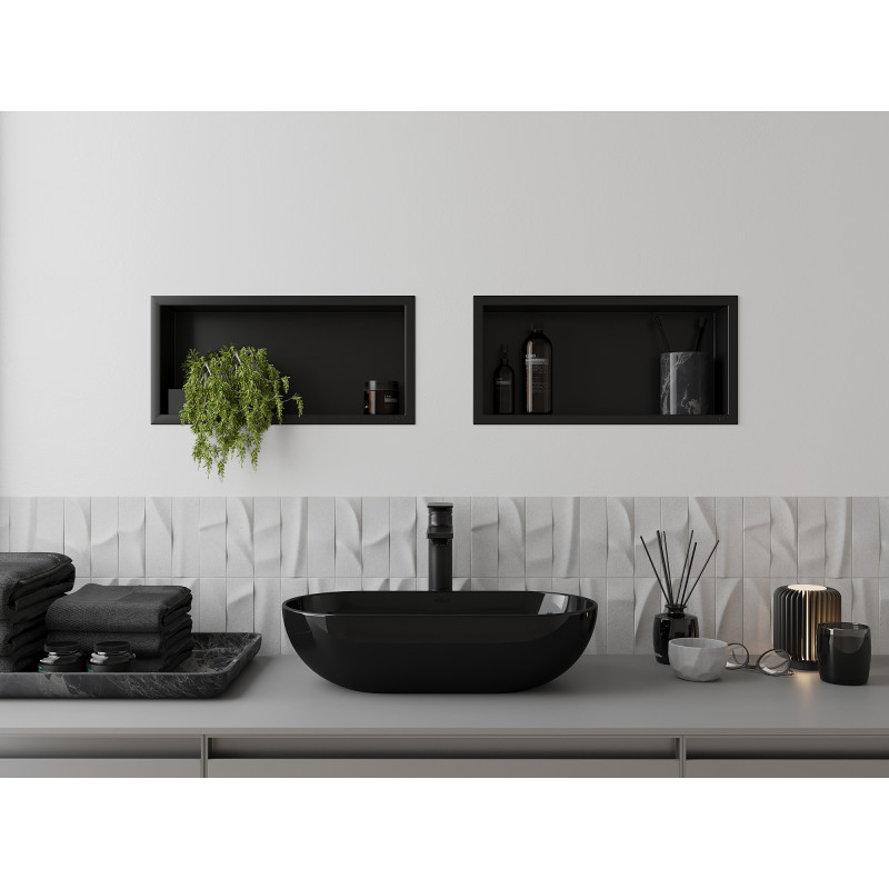 Mexen X-Wall-R Nischenablage mit Flansch 45 x 20 cm, schwarz - 1970452010