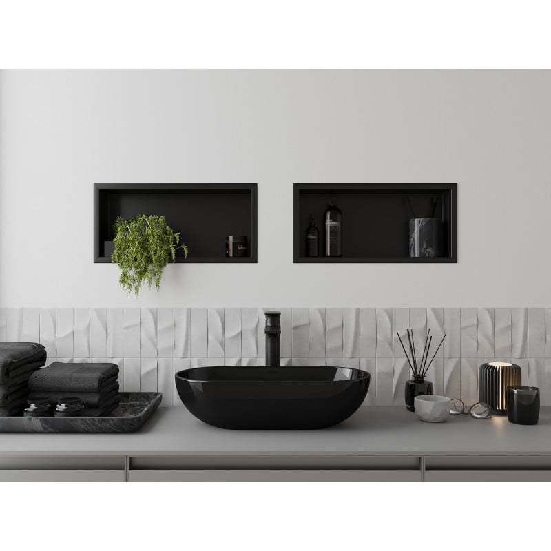 Mexen X-Wall-R Wandnische mit Rand 45 x 20 cm, schwarz - 1970452010