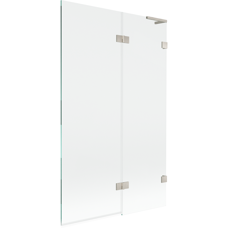 Mexen Lunar L Badewannenabtrennung 2-teilig rechts 110 x 150 cm, transparent, gebürstetes Nickel - 897L-110-100-97-00-P