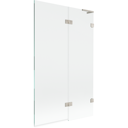 Mexen Lunar L Badewannenabtrennung 2-teilig rechts 110 x 150 cm, transparent, gebürstetes Nickel - 897L-110-100-97-00-P