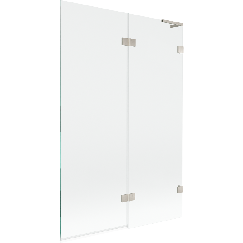 Mexen Lunar L Badewannenfaltwand 2-teilig rechts 120 x 150 cm, transparent, gebürstetes Nickel - 897L-120-100-97-00-P