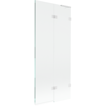 Mexen Lunar L Badewannenabtrennung 2-flügelig rechts 80 x 150 cm, transparent, weiß - 897L-080-100-20-00-P