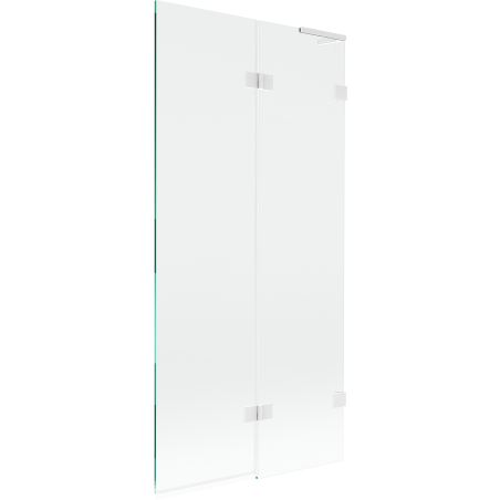 Mexen Lunar L Badewannenabtrennung 2-flügelig rechts 90 x 150 cm, transparent, weiß - 897L-090-100-20-00-P