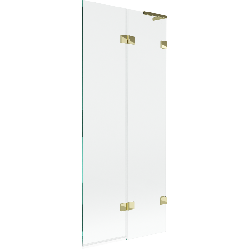 Mexen Lunar L Badewannenfaltwand 2-flügelig rechts 80 x 150 cm, transparent, gold - 897L-080-100-50-00-P