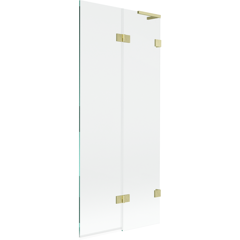 Mexen Lunar L Duschwand 2-teilig rechts 80 x 150 cm, transparent, gebürstetes Gold - 897L-080-100-55-00-P