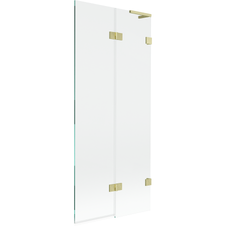 Mexen Lunar L Duschwand 2-teilig rechts 80 x 150 cm, transparent, gebürstetes Gold - 897L-080-100-55-00-P