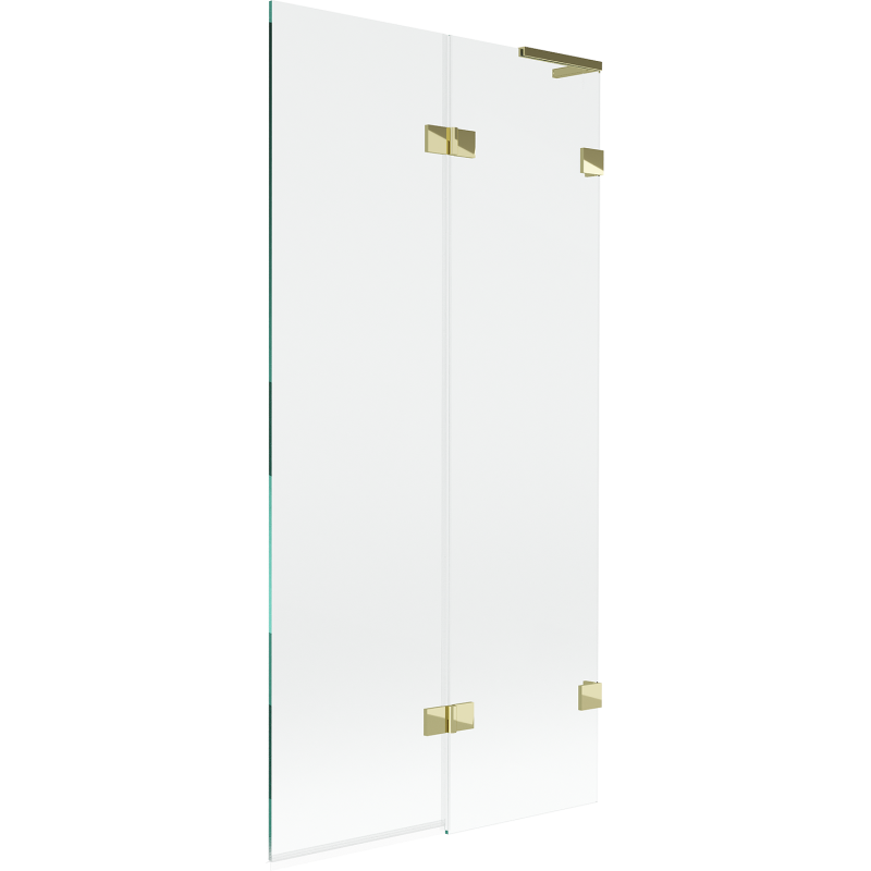 Mexen Lunar L Badewannen-Faltwand 2-flügelig rechts 90 x 150 cm, transparent, gold - 897L-090-100-50-00-P
