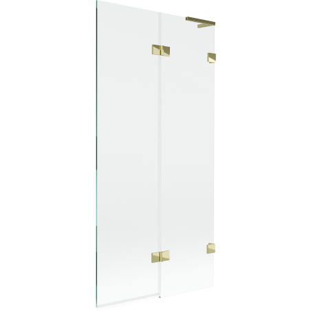 Mexen Lunar L Badewannen-Faltwand 2-flügelig rechts 90 x 150 cm, transparent, gold - 897L-090-100-50-00-P