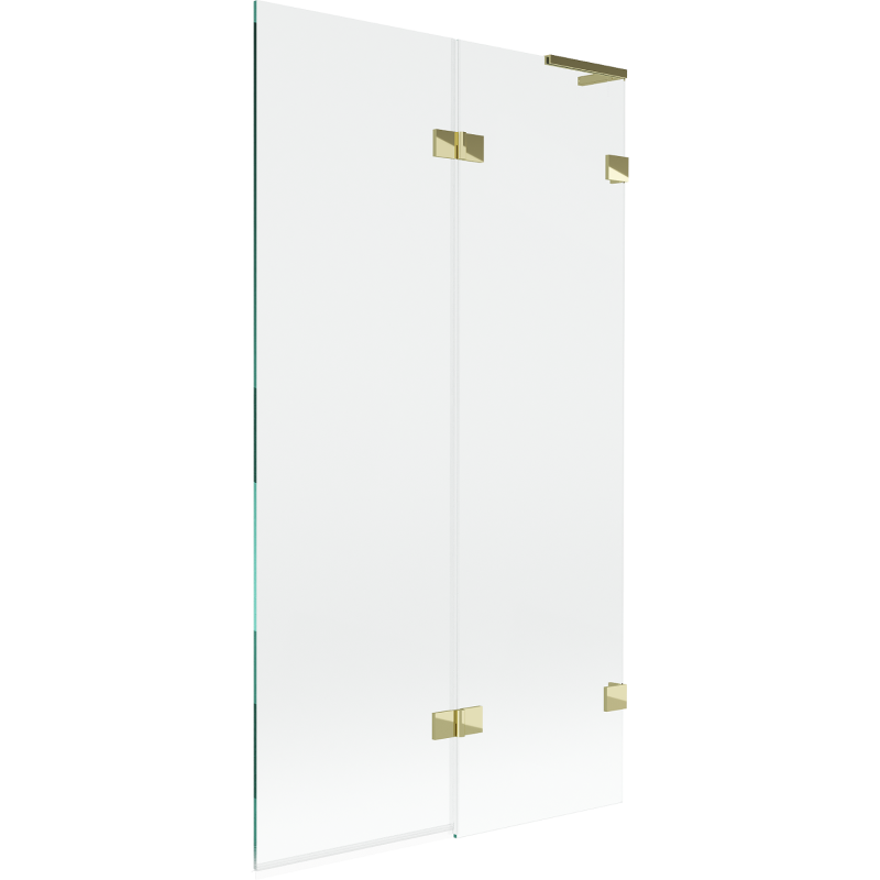 Mexen Lunar L Duschwand 2-flügelig rechts 100 x 150 cm, transparent, gold - 897L-100-100-50-00-P