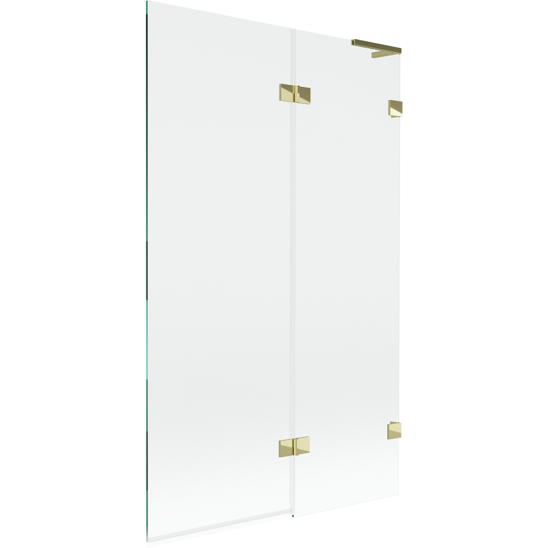 Mexen Lunar L Badewannenwand 2-flügelig rechts 110 x 150 cm, transparent, gold - 897L-110-100-50-00-P