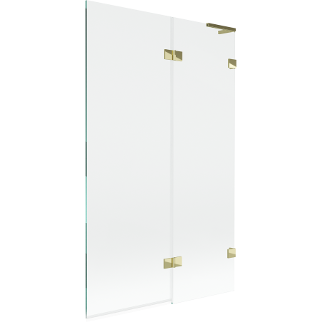 Mexen Lunar L Badewannenwand 2-flügelig rechts 110 x 150 cm, transparent, gold - 897L-110-100-50-00-P