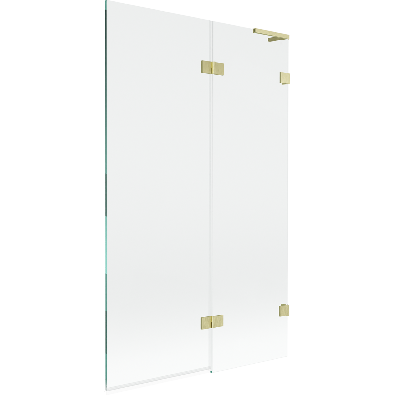 Mexen Lunar L Badewannenabtrennung 2-flügelig rechts 110 x 150 cm, transparent, gebürstetes Gold - 897L-110-100-55-00-P