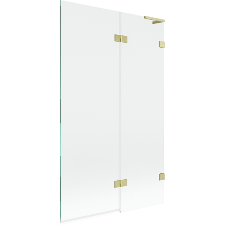 Mexen Lunar L Badewannenabtrennung 2-flügelig rechts 110 x 150 cm, transparent, gebürstetes Gold - 897L-110-100-55-00-P