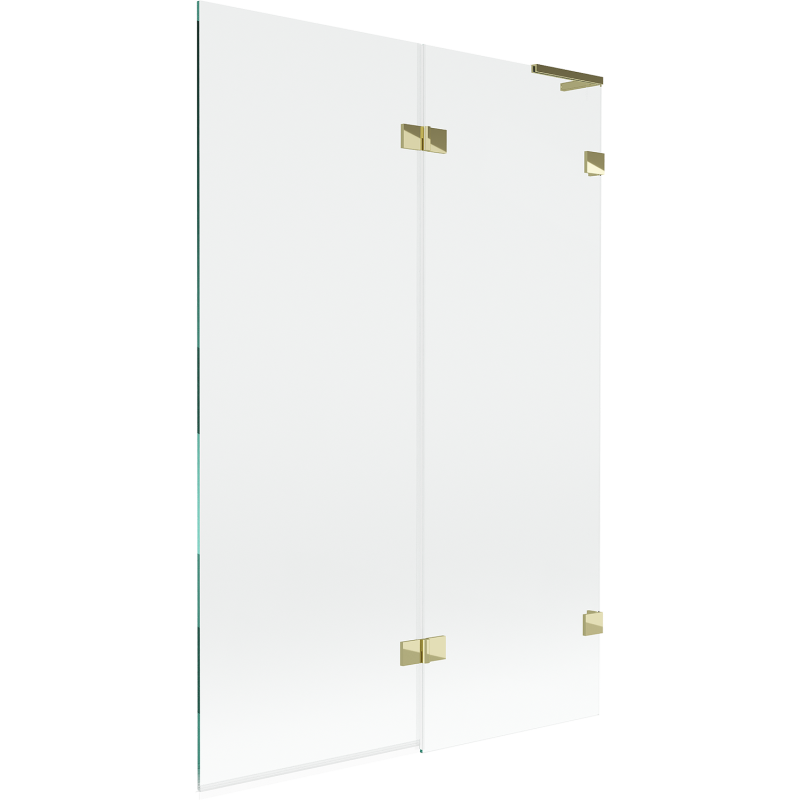 Mexen Lunar L Badewannenabtrennung 2-flügelig rechts 120 x 150 cm, transparent, gold - 897L-120-100-50-00-P