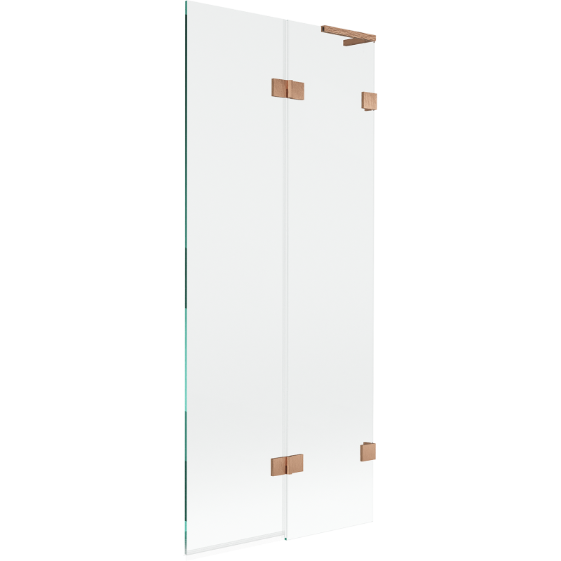 Mexen Lunar L Badewannenfaltwand 2-flügelig rechts 80 x 150 cm, transparent, gebürstetes Kupfer - 897L-080-100-65-00-P
