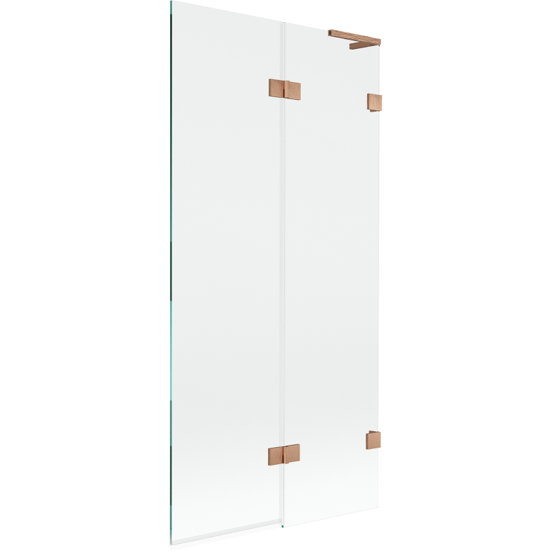 Mexen Lunar L Badewannenfaltwand, 2-flügelig, rechts, 90 x 150 cm, transparent, gebürstetes Kupfer - 897L-090-100-65-00-P