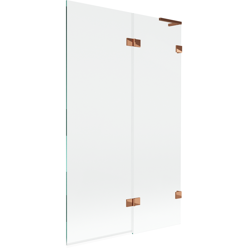 Mexen Lunar L Badewannenwand 2-flügelig rechts 110 x 150 cm, transparent, Roségold - 897L-110-100-60-00-P