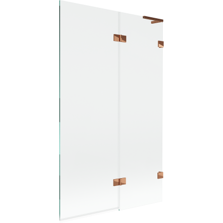 Mexen Lunar L Badewannenwand 2-flügelig rechts 110 x 150 cm, transparent, Roségold - 897L-110-100-60-00-P