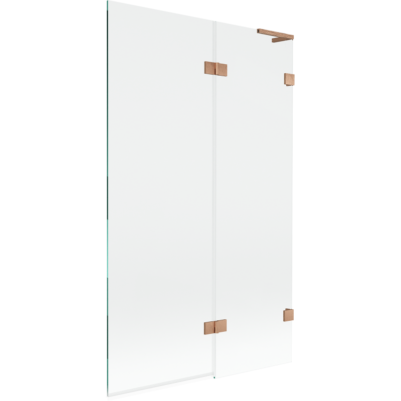 Mexen Lunar L Badewannenabtrennung 2-flügelig rechts 110 x 150 cm, transparent, gebürstetes Kupfer - 897L-110-100-65-00-P